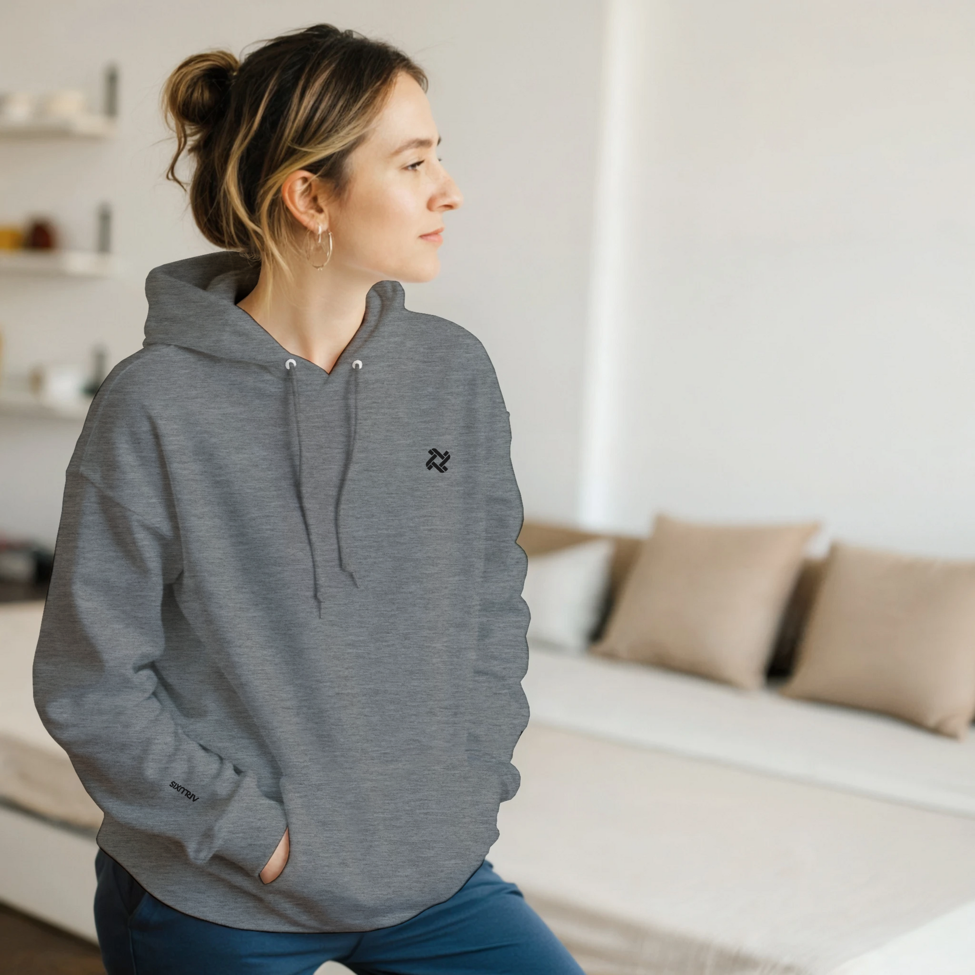 Sweat à capuche Arluxis gris unisexe luxe
