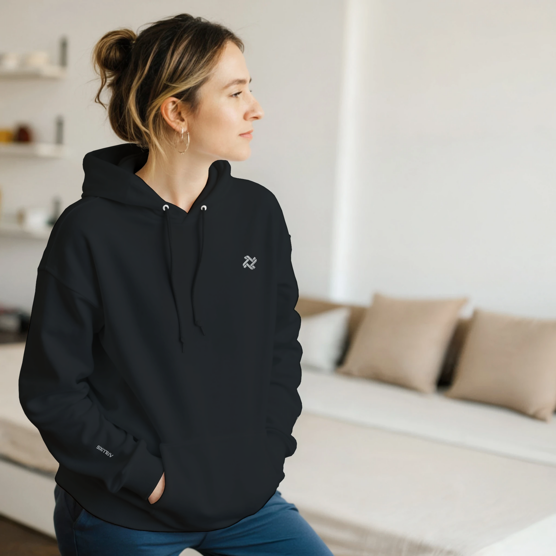 Sweat à capuche Arluxis noir unisexe luxe