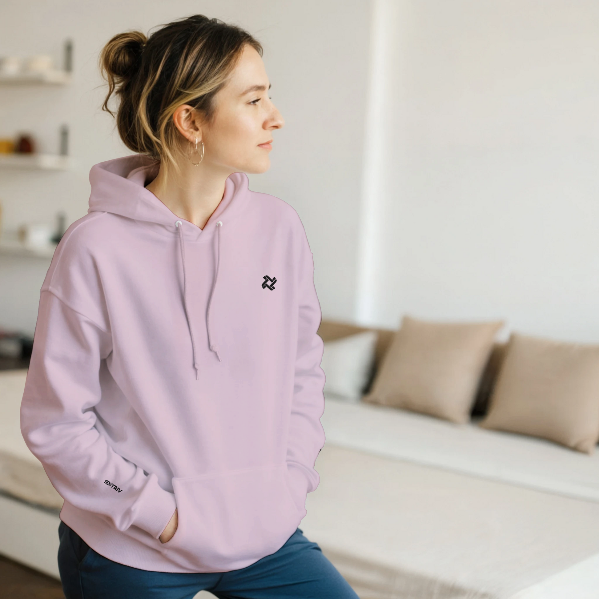 Sweat à capuche Arluxis rose unisexe luxe