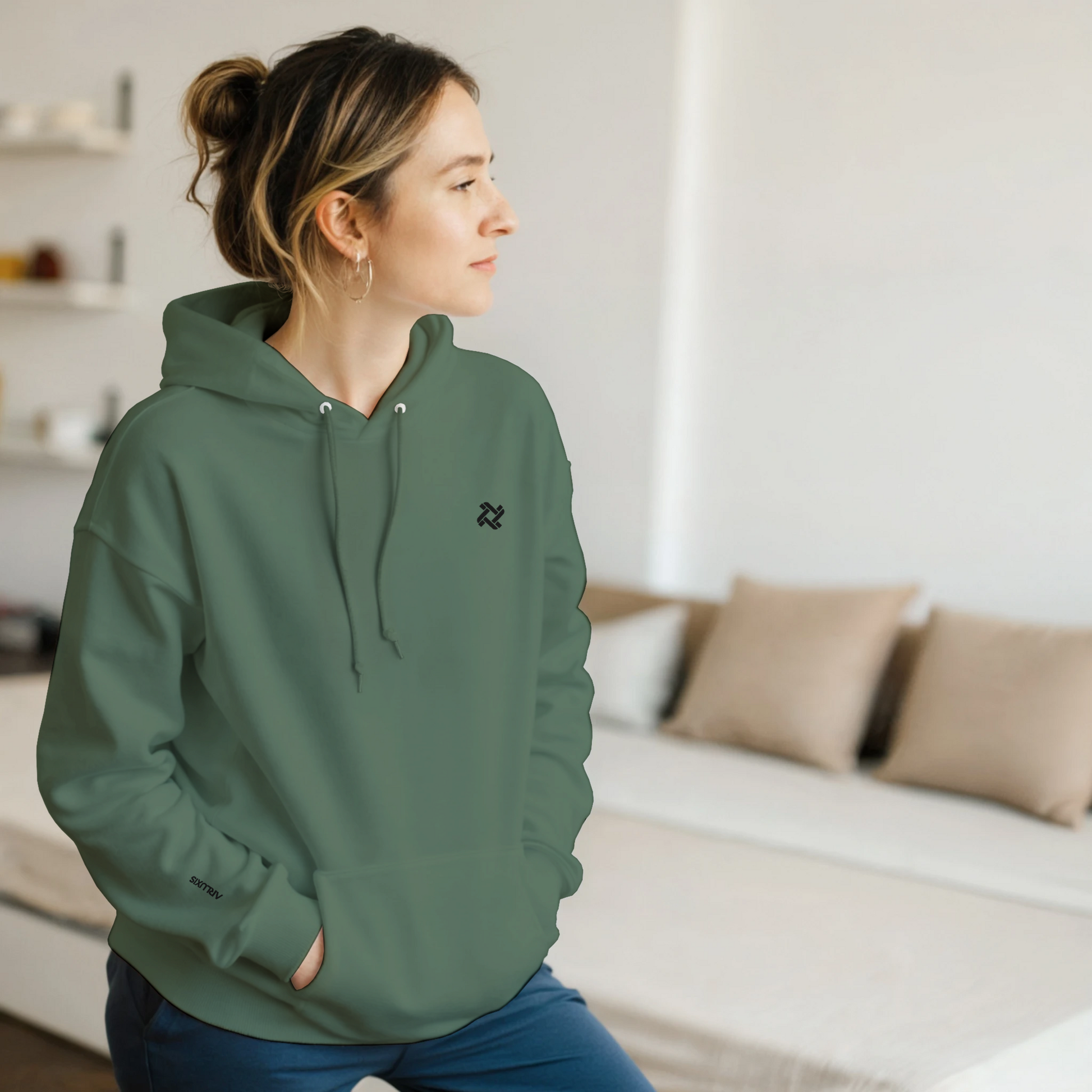 Sweat à capuche Arluxis vert unisexe luxe