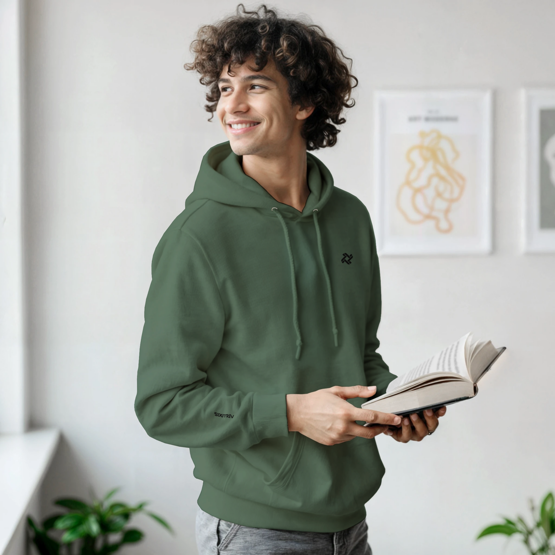 Sweat à capuche Arluxis vert unisexe luxe